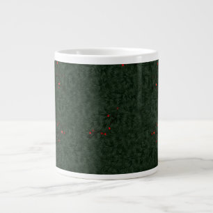 Caneca De Café Grande Padrão de Natal Agulhas de Pinheiro e Bagas Vermel