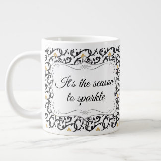 Caneca De Café Grande Padrão de Natal Elegante Personalizado