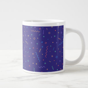 Caneca De Café Grande Padrão de Neon do Abstrato retrovisor