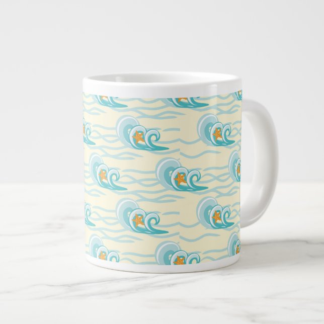 Caneca De Café Grande Padrão de ondas suaves (Frente Esquerda)