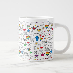 Caneca De Café Grande Padrão de Orgulho gay Doodle