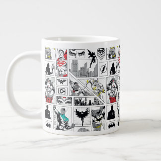 Caneca De Café Grande Padrão de Painel Heroico da Liga da Justiça