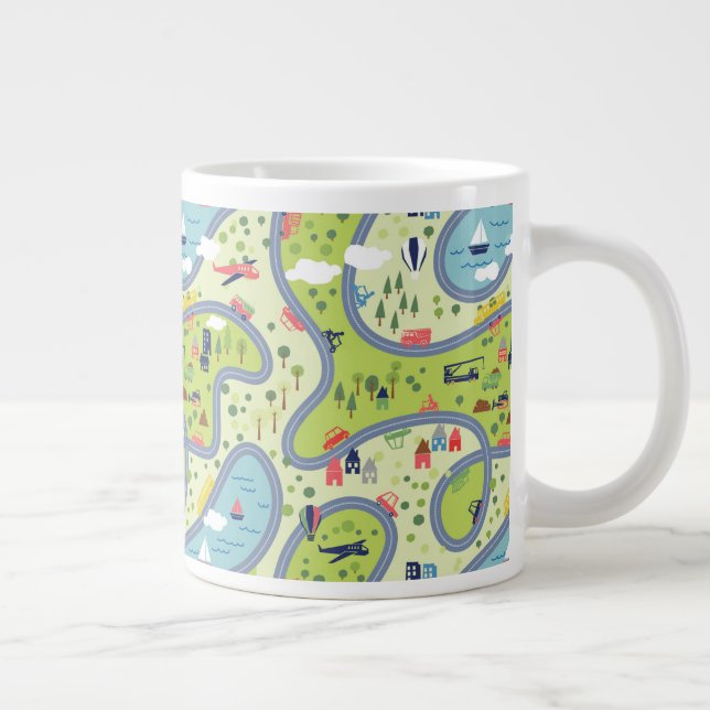 Caneca De Café Grande Padrão de Paisagem de Viagem para Crianças (Direita)