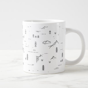 Caneca De Café Grande Padrão de Paisagem Geométrico das Linhas de Madeir