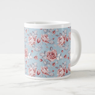 Caneca De Café Grande Padrão de papel de parede de Elegance de rosas ro