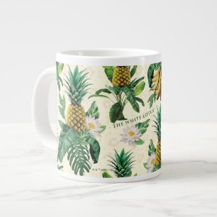 Caneca De Café Grande Padrão de Paraíso do Lótus Branco