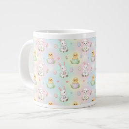 Caneca De Café Grande Padrão de Páscoa de Coelho Fofinho, Frango e Corde