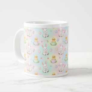 Caneca De Café Grande Padrão de Páscoa de Coelho Fofinho, Frango e Corde