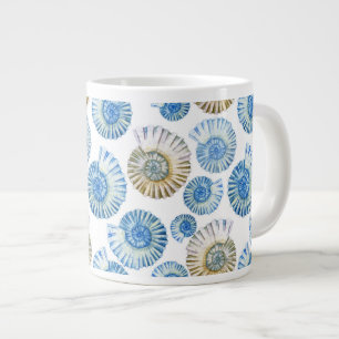 Caneca De Café Grande Padrão de Pastel Seashell 2