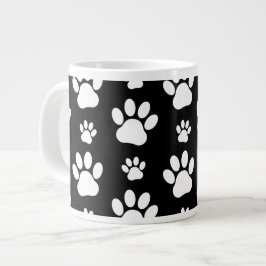 Caneca De Café Grande Padrão de pata, impressões de pata, patas de cão, 