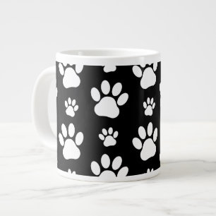 Caneca De Café Grande Padrão de pata, impressões de pata, patas de cão, 