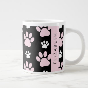 Caneca De Café Grande Padrão De Patas, Patas Rosa, Patas Cachorros, Seu
