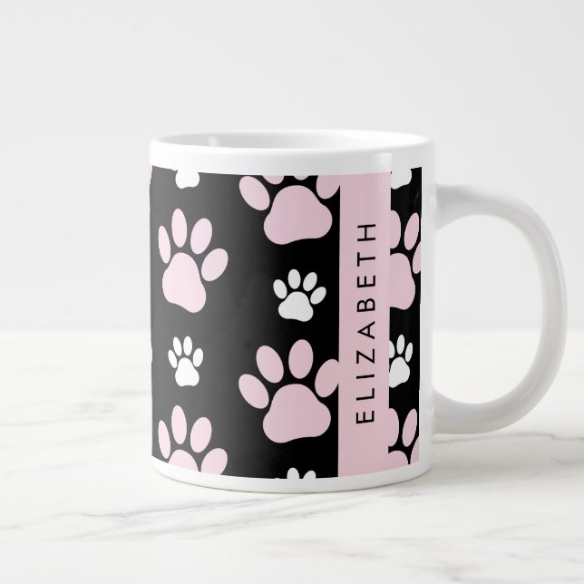 Caneca De Café Grande Padrão De Patas, Patas Rosa, Patas Cachorros, Seu  (Direita)