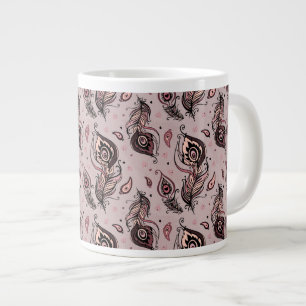 Caneca De Café Grande Padrão de pena de pico
