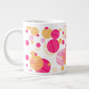 Caneca De Café Grande Padrão de Ponto Polka Amarelo-Rosa Esbranquiçado