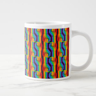 Caneca De Café Grande Padrão de Punho do Arco-Íris
