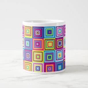 Caneca De Café Grande Padrão de Quadrados