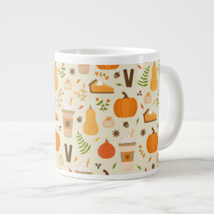 Caneca De Café Grande Padrão de queda de laranja divertido