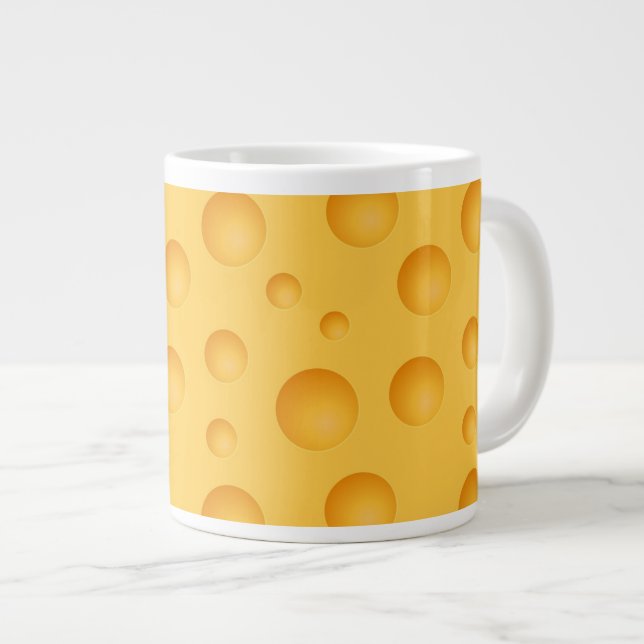 Caneca De Café Grande Padrão de Queijo Amarelo (Frente Esquerda)