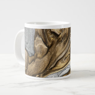 Caneca De Café Grande Padrão de redemoinho de mármore terroso glamoroso