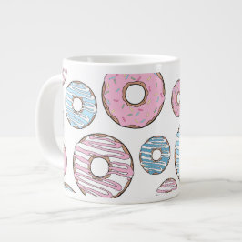 Caneca De Café Grande Padrão De Rosquinhas, Rosquinhas Rosa, Rosquinhas 
