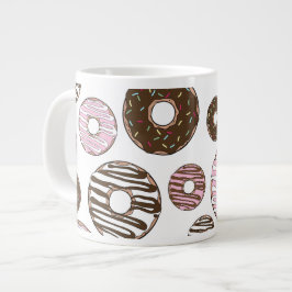 Caneca De Café Grande Padrão De Rosquinhas, Rosquinhas Rosa, Rosquinhas