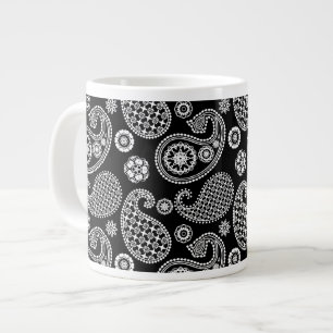 Caneca De Café Grande Padrão de salsa, preto e branco