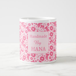 Caneca De Café Grande Padrão de Scrunchies Rosa Feminino Acessório de Ca