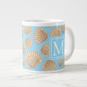 Caneca De Café Grande Padrão de Seashell do Estilo de Vintage Adicione