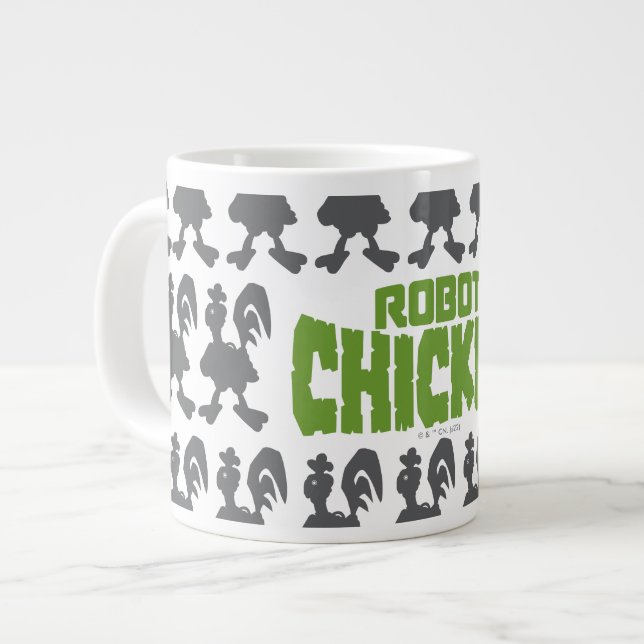Caneca De Café Grande Padrão de Silhouette Robot Chicken (Frente Esquerda)