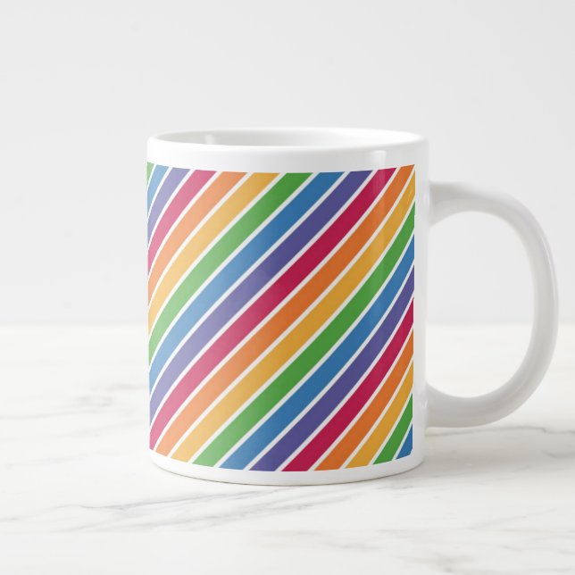Caneca De Café Grande Padrão de Stripes do Arco-Íris (Direita)
