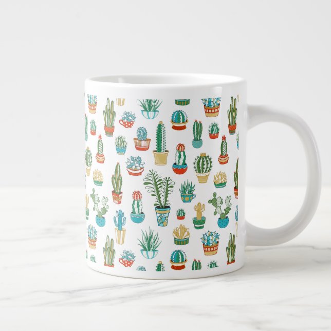 Caneca De Café Grande Padrão de Suculentos (Direita)