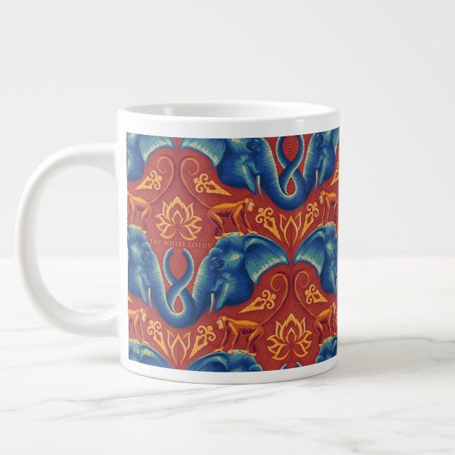 Caneca De Café Grande Padrão De Tapeçaria Safari Vibrante - O Lotus Bran (Esquerda)