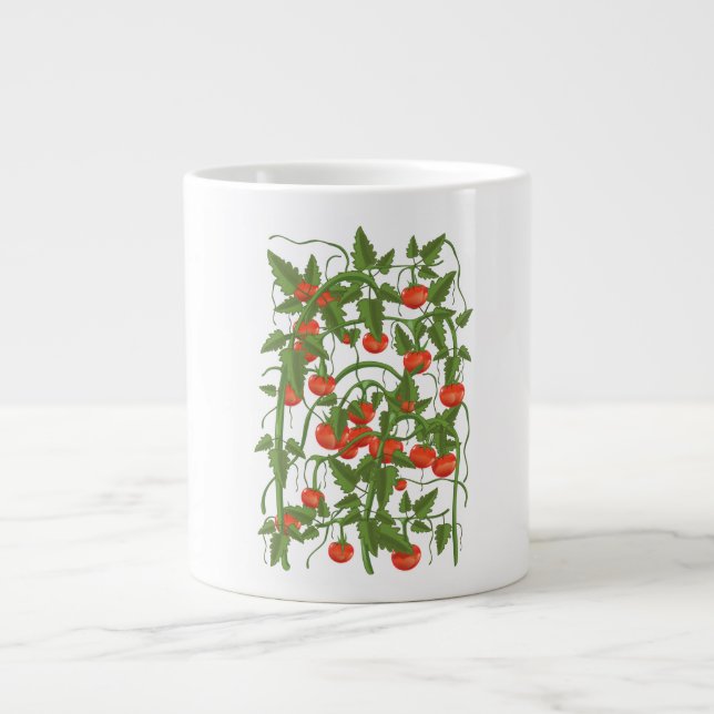 Caneca De Café Grande Padrão de Tomates (Frente)