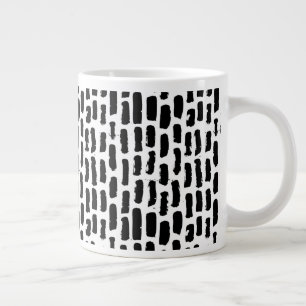 Caneca De Café Grande Padrão de Traços do Pincel Preto