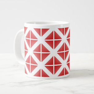 Caneca De Café Grande Padrão de Triângulo da Trendy Vermelha