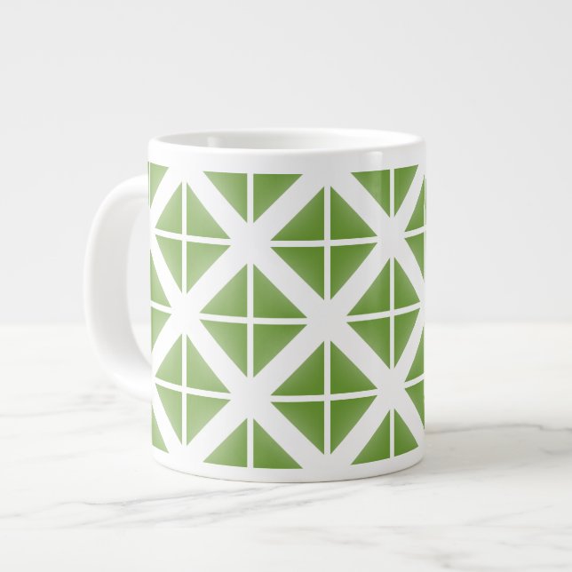 Caneca De Café Grande Padrão de Triângulo de Tendência Verde (Frente Esquerda)