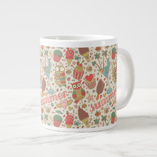 Caneca De Café Grande Padrão de Verão com Sorvete