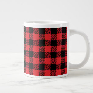 Caneca De Café Grande Padrão de Verificação do Flannel Buffalo Vermelho