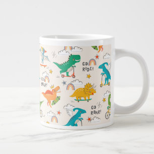 Caneca De Café Grande Padrão de Viagem do Dinossauro para Crianças