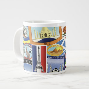 Caneca De Café Grande Padrão de Viagem mundial