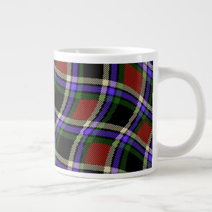 Caneca De Café Grande Padrão de Wavy Tartan Verde Vermelho Roxo Branco C