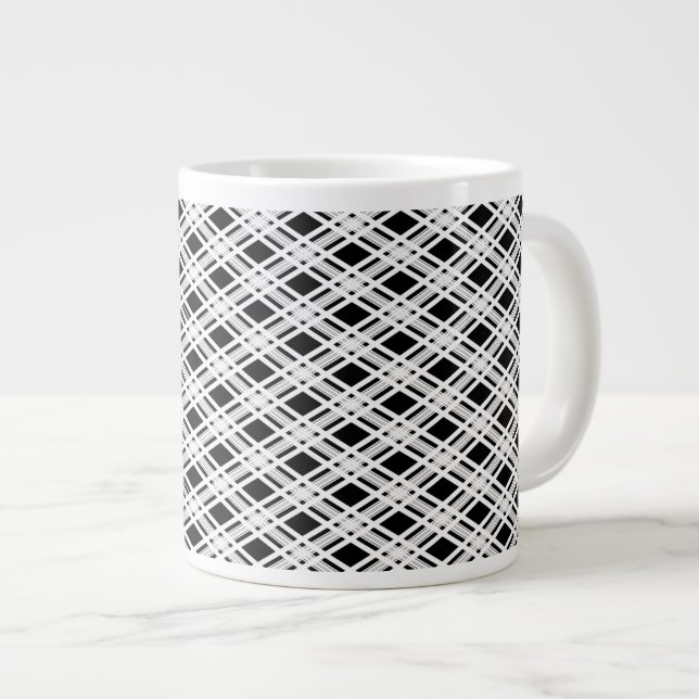Caneca De Café Grande Padrão de Xadrez distribuído (Frente Esquerda)