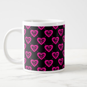 Caneca De Café Grande Padrão Diagonal de Corações de Supermenina