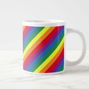 Caneca De Café Grande Padrão Diagonal do Arco-Íris
