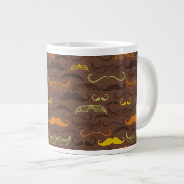 Caneca De Café Grande Padrão do bigode, estilo retrô 5 (Frente Esquerda)