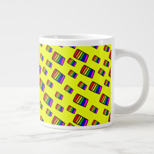 Caneca De Café Grande Padrão do bloco Funky Neon Rainbow