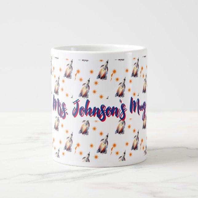 Caneca De Café Grande Padrão do Foguete de Explosão (Frente)