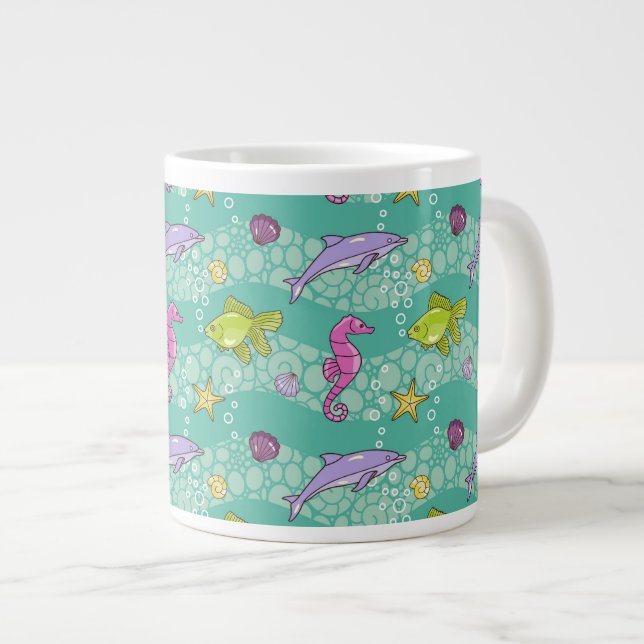 Caneca De Café Grande Padrão do Mar de Verão (Frente Esquerda)