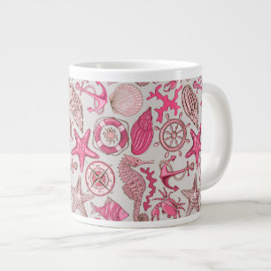 Caneca De Café Grande Padrão do Mar Rosa